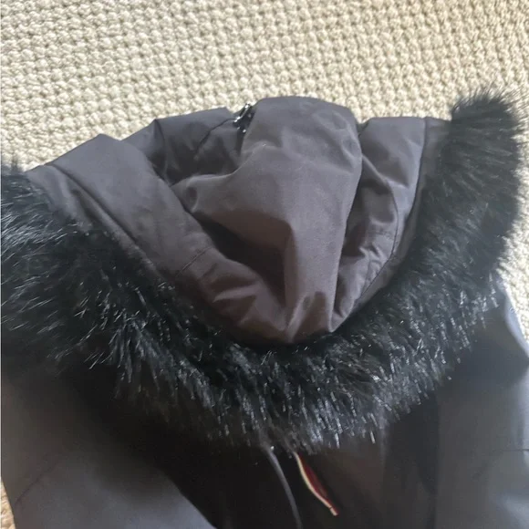 Tommy Hilfiger Women's Black Hooded Coat w/ Fur - Picture 3 of 6
